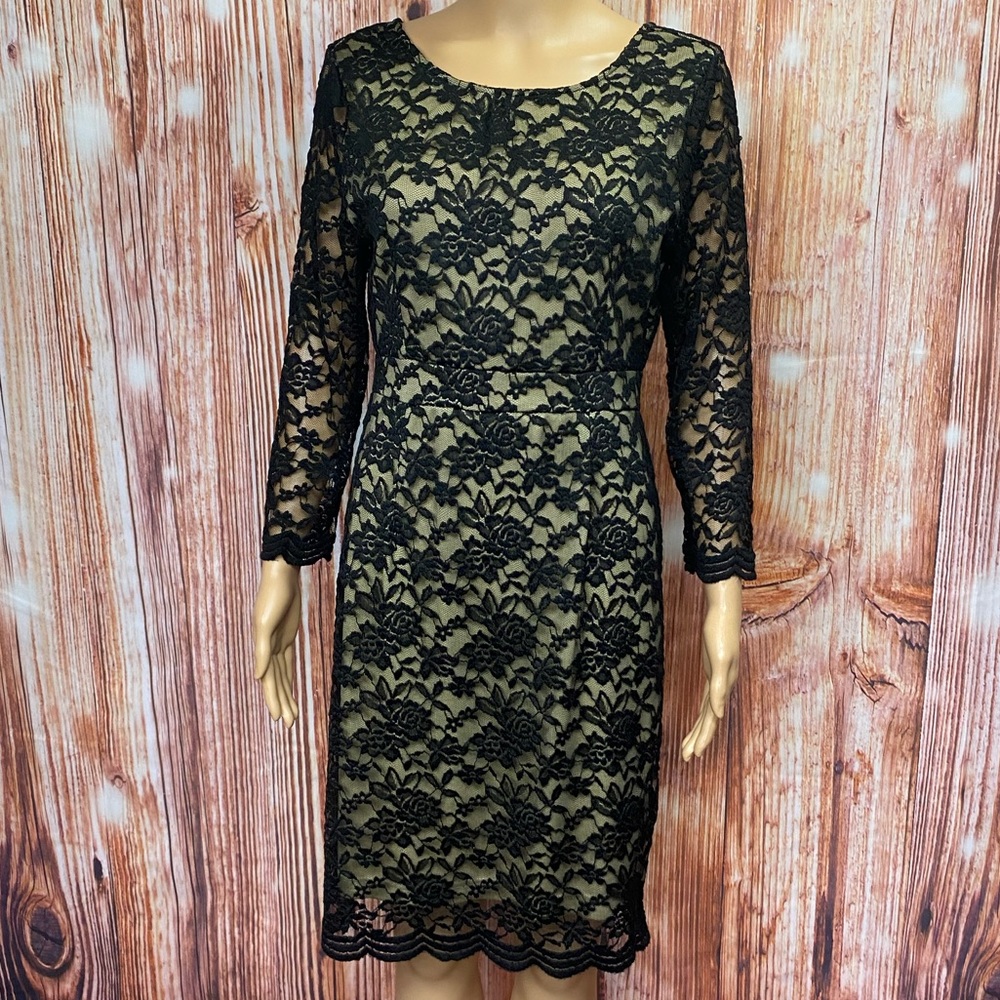 Alison Andrews Black Lace Sheath Dress